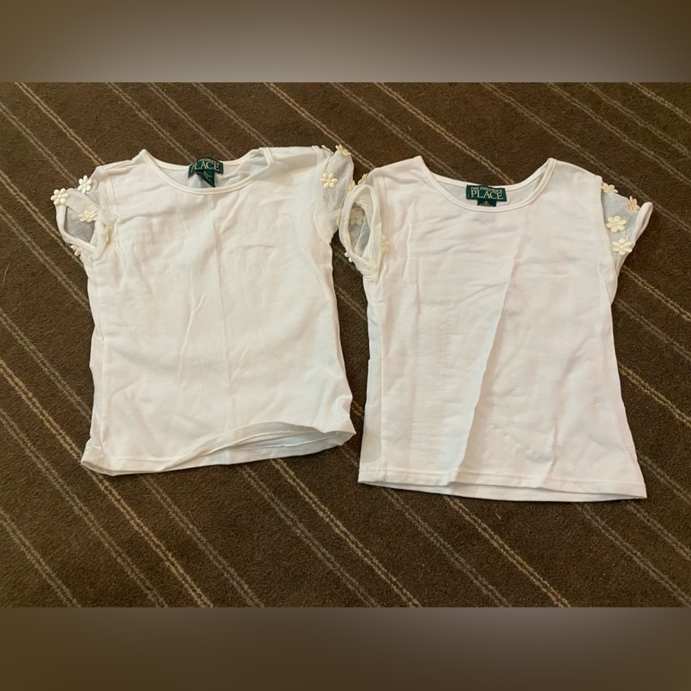 White Kids' Top with Floral Accents